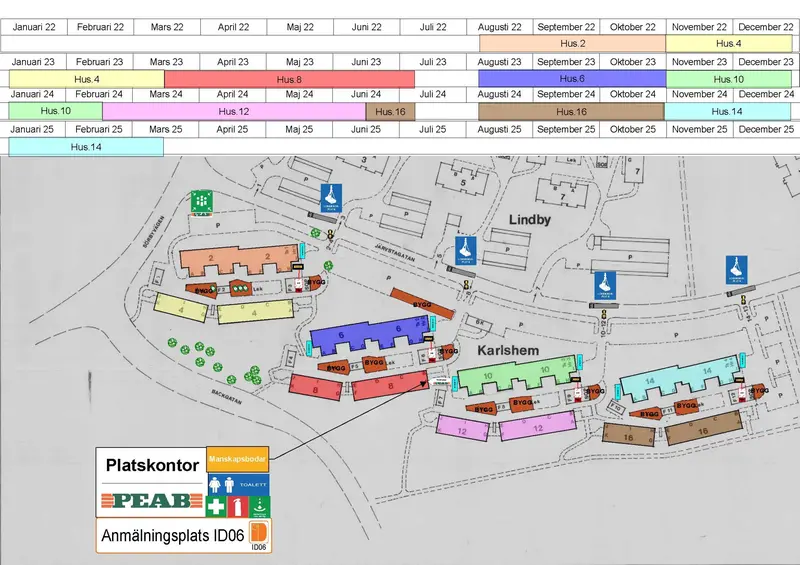 Bild som visar en preliminär tidplan för badrumsrenovering på Järvstagatan 2-16